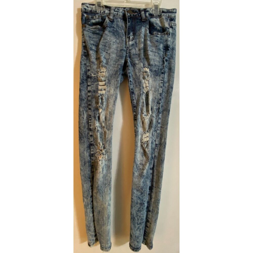 V.I.P Jeans Faded Distressed Ripped Skinny Jeans Women's Juniors Sz 1/2